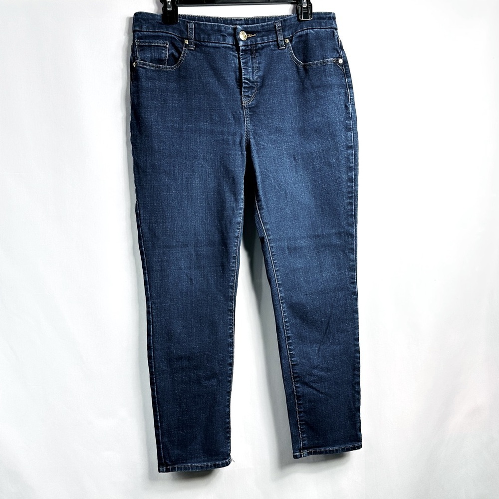 Chico's The So Slimming Girlfriend Ankle Jeans Dark Blue Denim - Chico’s Sz 1